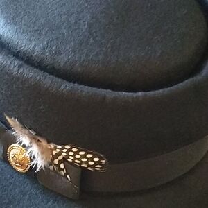 Tough Black Brim Stylish Black Hat with Feather Accent